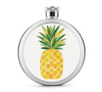 Petaca de acero inoxidable con diseño de piña y amarillo dorado para licor, botella de vino portátil de bolsillo redondo para bebida, 5 onzas