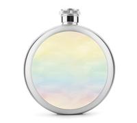 Petaca de acero inoxidable con fondo de arco iris azul y amarillo pastel para licor, botella de vino portátil de bolsillo redondo para bebida, 5 onzas