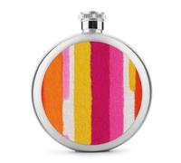 Petaca de acero inoxidable con forma de rayas rectas, color amarillo, naranja neón, rosa, para licor, botella de vino portátil de bolsillo redondo para bebida, 5 onzas