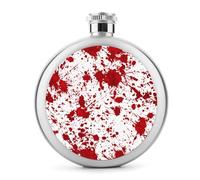 Petaca de acero inoxidable con salpicaduras de sangre para licor, botella de vino portátil de bolsillo redondo para bebida, 5 onzas