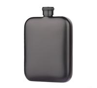 Petaca de acero inoxidable de 180 ml para whisky, ron, vodka, licor con diseño minimalista y tapa de rosca segura para exteriores y entornos sociales (negro)