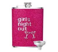 Petaca de acero inoxidable para mujer con embudo - Envoltura brillante adecuada para llevar alcohol, whisky, 240 ml (rosa rojo)