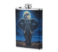 Petaca de bolsillo con diseño de elefante bajo las estrellas de 8 onzas, banderas de acero inoxidable para papá, padrino de boda, viajes, camping