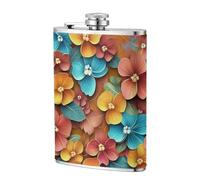 Petaca de bolsillo con diseño de flores 3D de 8 onzas, banderas de acero inoxidable para papá, padrino de boda, viajes, camping