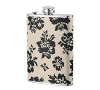 Petaca de bolsillo con diseño floral negro abstracto de 8 onzas, banderas de acero inoxidable para papá, padrino de boda, viajes, camping