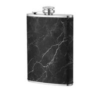 Petaca de bolsillo de mármol negro oscuro de 8 onzas, banderas de acero inoxidable para papá, padrino de boda, viajes, camping
