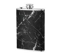 Petaca de bolsillo de mármol rayado negro y blanco de 8 onzas, banderas de acero inoxidable para papá, padrino de boda, viajes, camping