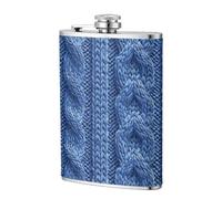 Petaca de bolsillo de tela de punto azul de 8 onzas, banderas de acero inoxidable para papá, padrino de boda, viajes, camping