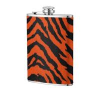 Petaca de bolsillo naranja y negro con diseño de tigre de 8 onzas, banderas de acero inoxidable para papá, padrino de boda, viajes, camping