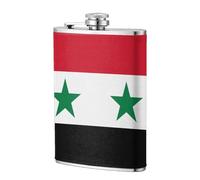 Petaca de cuero de la bandera de la República Árabe Siria de 8 onzas, petaca de whisky de acero inoxidable para bebidas, juego de licor de bolsillo para hombres, padrino de boda