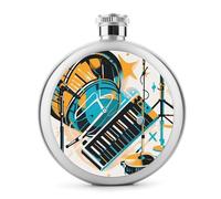 Petaca de instrumentos musicales dibujados a mano para licor, termo de acero inoxidable de 5 onzas, a prueba de fugas, botella de whisky portátil para exteriores, camping, viajes, regalos