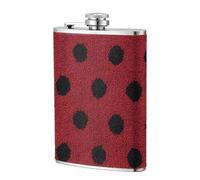 Petaca de tela de punto rojo con lunares negros de 8 onzas, banderas de acero inoxidable para papá, padrino de boda, viajes, camping