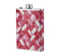 Petaca de tela tejida rosa acuarela con texturas trenzadas, bolsillo de 8 onzas, banderas de acero inoxidable para papá, padrino de boda, viajes, camping