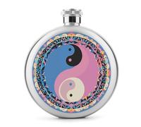 Petaca de whisky con patrón Yin Yang, pequeña botella portátil de licor de viaje, termo de acero inoxidable a prueba de fugas para bodas, padrinos de boda, regalo de dama de honor, 5 onzas