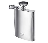 Petaca Delano Westmark - pequeño frasco de bolsillo con embudo, recipiente para bebidas en el camino, botella de bolsillo, apta para lavavajillas - 236 ml, acero inoxidable