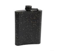 Petaca delgada de acero inoxidable con acabado negro de 8 onzas para Slim | Tapa de rosca a prueba de fugas, diseño de bisagra adjunta, incluye embudo, capacidad de 8 onzas, acabado negro mate