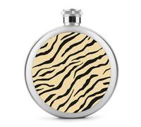 Petaca minimalista de acero inoxidable con diseño de rayas de cebra dorado pálido para licor, botella de vino portátil de bolsillo redondo para bebida, 5 onzas