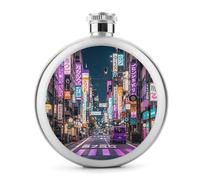 Petaca morada de Tokyo Streets para licor, termo de acero inoxidable de 5 onzas, a prueba de fugas, botella de whisky portátil para exteriores, camping, viajes, regalos