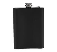 Petaca - Petaca para licor, cuerpo de acero inoxidable negro mate, contenedor de whisky clásico, tapa con bisagras seguras, formato de viaje portátil, diseño elegante adecuado para bolsillos | Ideal