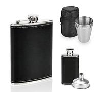 Petacas De Alcohol, 2 Piezas Petaca Acero Inoxidable Con 4 Tazas Y Embudo, Portátil Cuero Petacas, Petaca De Acero Inoxidable, Frasco De Whisky, Frasco De Cadera Para Exteriores, Camping, Senderismo