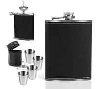 Petacas de Alcohol 2 Piezas， Set de Petaca de Acero Inoxidable，Whisky Portátil Flask，Petacas 1 Embudo y 4 Copas de Vino Whisky Portátil Flask，para Escalada, Camping, Barbacoa, Senderismo,Fiesta