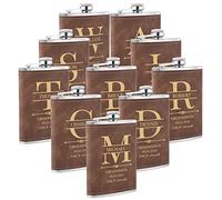 Petacas de Alcohol Personalizados, un Paquete de 10 Cantimplora a Medida 8oz/227ml como Regalo para los Padrinos de Boda, Frasco de Bolsillo Personalizada para Despedidas de Soltero y Bodas(Marrón)