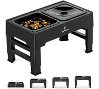 Petace Comedero Elevado de 4 Alturas Ajustables, Bebedero Antigoteo, Antivoracidad, 2 X 1600ml para Perro Pequeño, Mediano y Grande