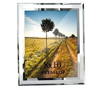 PETAFLOP Marco de Fotos de Vidrio 20x25 cm, Portafotos de Cristal para la Mesa, con el Borde Plateado
