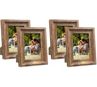 PETAFLOP Marco de fotos rústico de 10 x 15 cm, juego de 2 unidades, para pared y mesa, color marrón (Paquete de 2)
