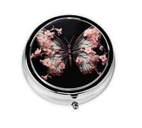 Petal Bloom Butterfly - Caja de medicina redonda con 3 compartimentos para almacenamiento portátil de medicamentos