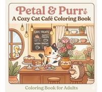 Petal & Purr: A Cozy Cat Café Coloring Book: 30 Charming Illustrations of a Calico Cat's Floral Café with Hedgehog & Duck Friends for Adult Relaxation