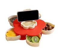 Petal Rotating Serving Tray, Petal Shape Snack Tray, Divided Food Platter, Kitchen Servingware for Picnic Party Buffet Brunch Dinner Lunch Bar Home Outdoor Camping Beach