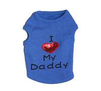 Petall - Camisas de perro con texto en inglés "I Love My Mom/Mommy Dad/Daddy, disfraz de eslogan para perros pequeños