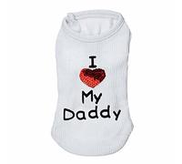 Petall - Camisas de perro con texto en inglés "I Love My Mom/Mommy Dad/Daddy, disfraz de eslogan para perros pequeños