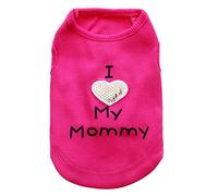 Petall Camisas para Perro I Love My Mom/Mommy Dad/Daddy, Ropa para Perro, Eslogan Lindo Chaleco de corazón para Perros pequeños, 09.0M US, Rosa-M