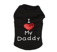 Petall Camisas para Perro I Love My Mom/Mommy Dad/Daddy, Ropa para Perro, Eslogan Lindo Chaleco de corazón para Perros pequeños