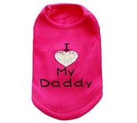 Petall Camisas para perros con texto en inglés "I Love My Mom/Mommy Dad/Daddy Ropa para perrito, lindo chaleco de corazón para perros pequeños, camiseta para cachorros (M)