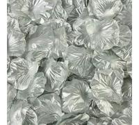Pétalos de rosa artificiales, Pétalos de rosa seda artificiales multicolores 100-2000 piezas for decoración fiesta boda(Silver,1000Pcs)