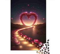 Pétalos en Forma de Corazón Camino Puzzle de 1000 Piezas Puzzle para Adultos Vista Nocturna Relajante Decorativo Regalo 38x26cm/1000pcs