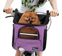 PetAmi Cesta de Bicicleta para Perro, Mochila ventilada de Lados Suaves, Cesta de Bicicleta para Mascotas para manubrio de Bicicleta, Asiento Elevador de Coche pequeño y Mediano con Correa de