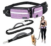 PetAmi Correa para Perro Manos Libres, Correa para Correr y Caminar con Doble Cremallera, dispensador de Bolsas para excrementos, Asas Acolchadas Dobles, Correa elástica Reflectante