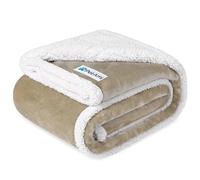 PetAmi - Manta Impermeable para Perros medianos y Grandes, Cachorros, Gatos, para sofá, protección a Prueba de Fugas, Forro Polar Sherpa, Reversible, Suave, Lavable, 152 x 102 cm, Color Beis