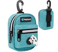 PetAmi Soporte para bolsas de excrementos de perro, dispensador de bolsas de basura para perros con clip para correa y cinturón, soporte portátil de tela para bolsas de basura para perros, para