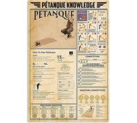 Petanque Knowledge Letreros de metal Petanca Infografía Lectura Póster Vintage Hoe To Play Petanca Guía Placas Decoración de Pared Club Bar Sala Hogar Arte de Pared Cartel de Chapa 12.0 x 16.0 in