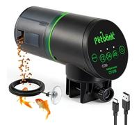 Petbank Alimentador Automático de Peces - Alimentador de Peces Recargable con Temporizador y Cable de Carga USB, 200ML Dispensador de Comida para Acuarios o Peceras,Negro