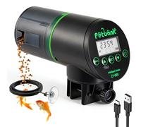 Petbank USB Charger Alimentador Automático Acuarios con Temporizador Recargable, Dispensador Comedero Acuario con Pantalla LCD, Dispensador Comida Peces Automatico, Negro