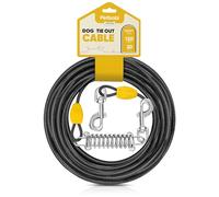 Petbobi Cable de amarre para perros de 30 pies, dale a tu cachorro la libertad de jugar con correa al aire libre para perros grandes/medianos de hasta 120 libras, cable de 4 mm de diámetro, resorte