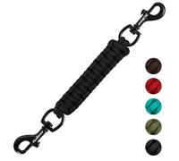 PetBonus Collar de perro hecho a mano con clips para arnés de perro, correa de doble extremo (negro)