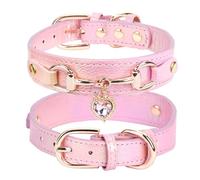 PETCARE Bonito collar para perro y gato, piel sintética única, brillo brillante al sol, collares para cachorros con colgante de corazón de diamantes de imitación, collar de perro para mascotas, collar