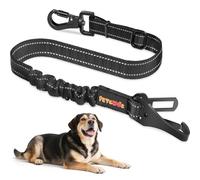 PETCOOZ Cinturón de Seguridad para Perros en Coche 3 en 1, Correa Ajustable con Amortiguador Elástico, Mosquetón Giratorio 360°, Apto para la Mayoría de Coches y Perros
